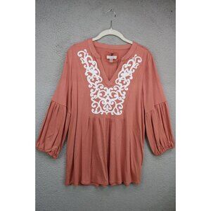 Cupio 3/4 Puff Sleeves Pullover Tunic-Size Large-Boho-Soft